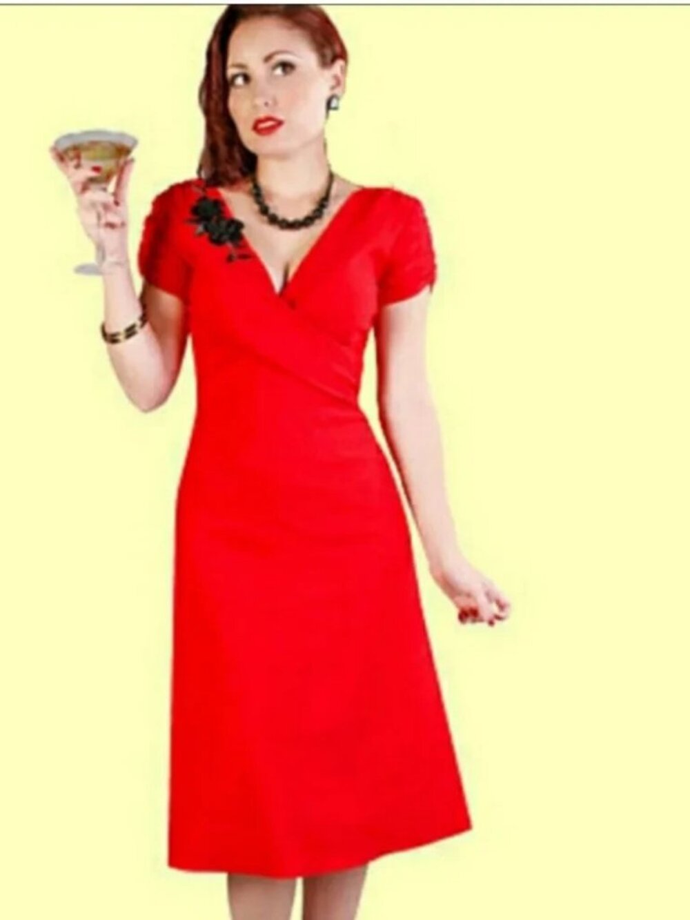 Stop Staring Lana Pinup Retro Dress in Red Size Large NWT